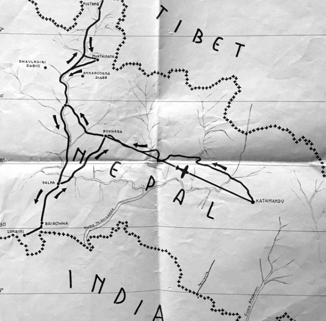 percorso della spedizione tucci in nepal 1952
