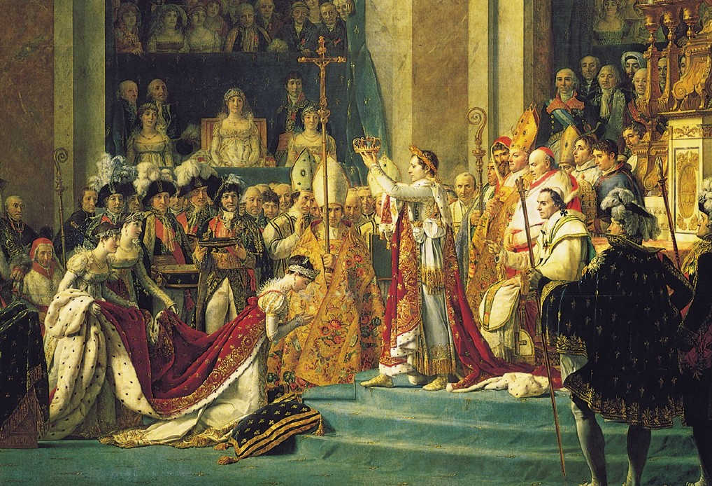 Napoleone si auto-incorona imperatore a Notre Dame alla presenza di  Pio VII